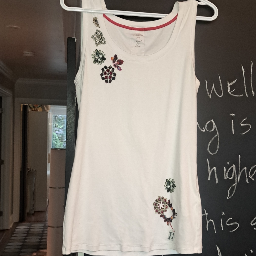 Embellished White Tank Top